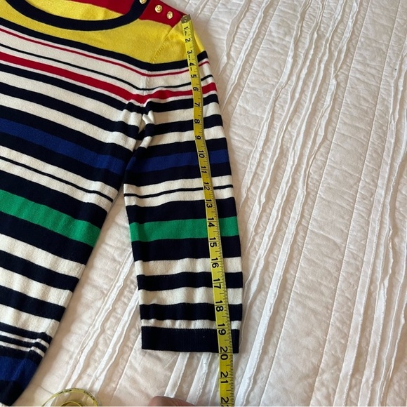 TALBOTS Nautical Striped Sweater Blouse Top Multicolored Long Sleeve SZ L - Picture 10 of 12
